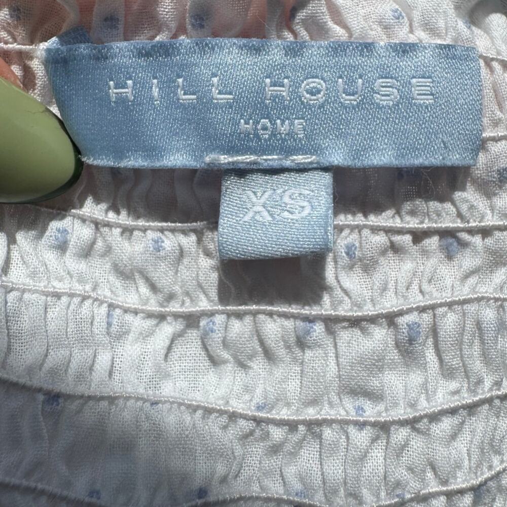 Hill House Ellie Nap Dress Blue Swiss Dot White Smocked Midi Size XS - Picture 8 of 10